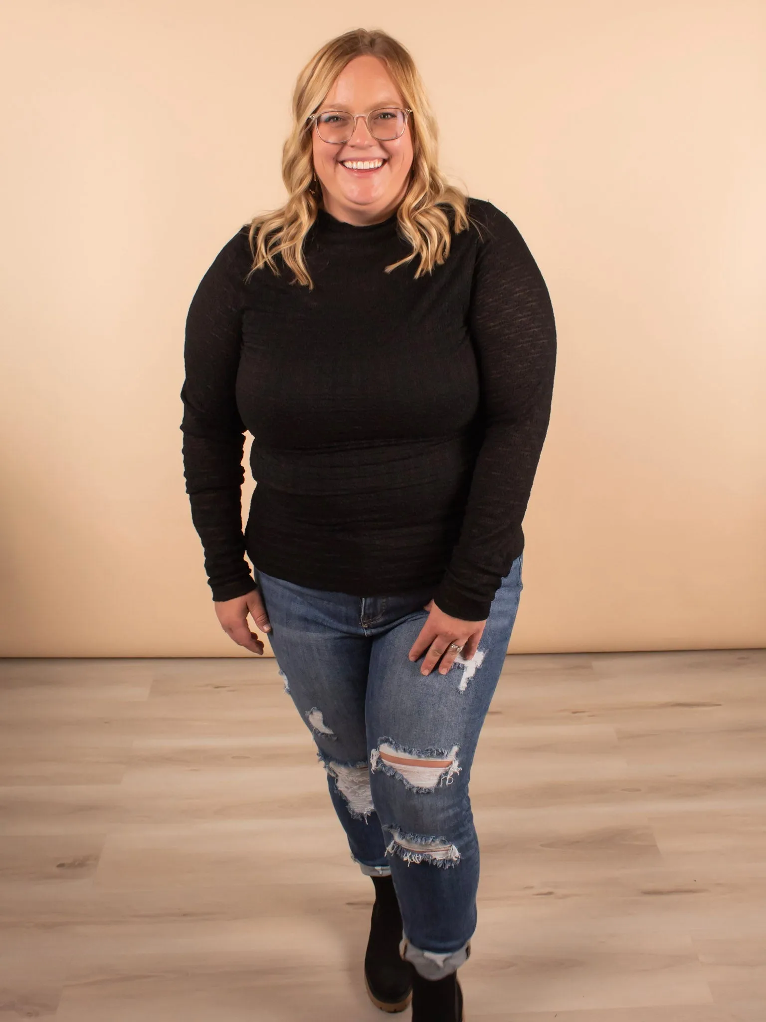 Lace & Grace Black Long Sleeve Top