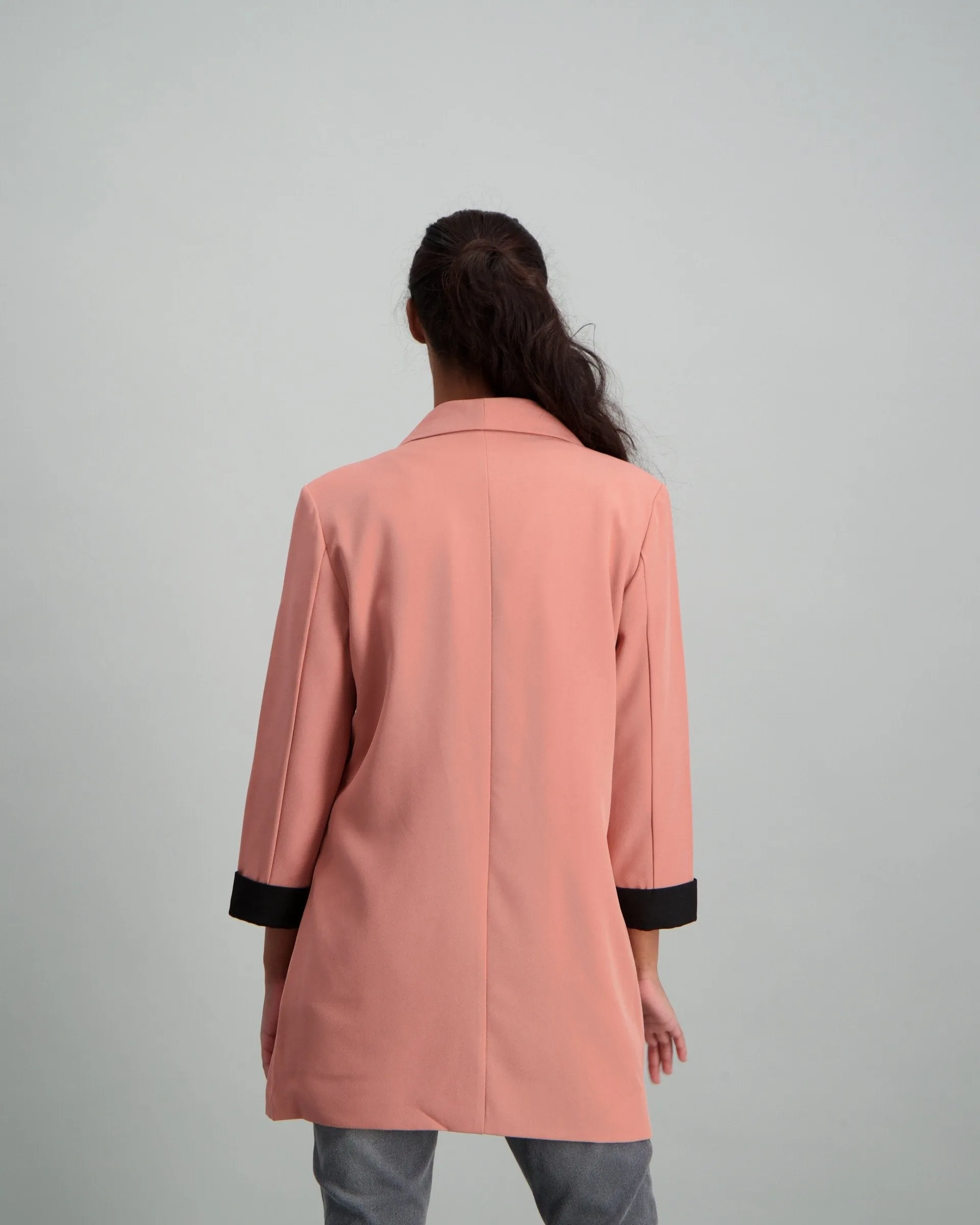 Ladies-Contrast Cuff Detail Blazer