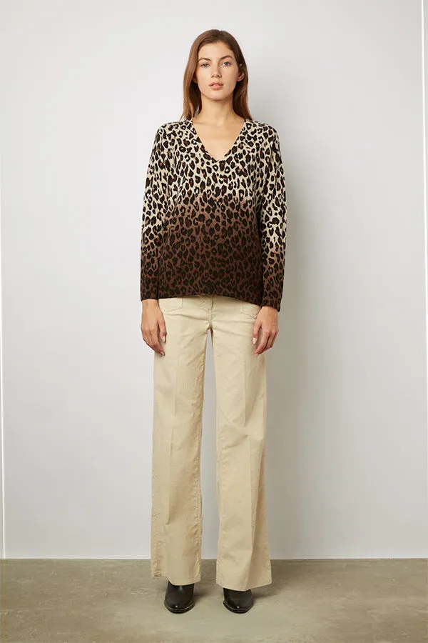LAVINIA GRADIENT LEOPARD PRINT WOOL SWEATER