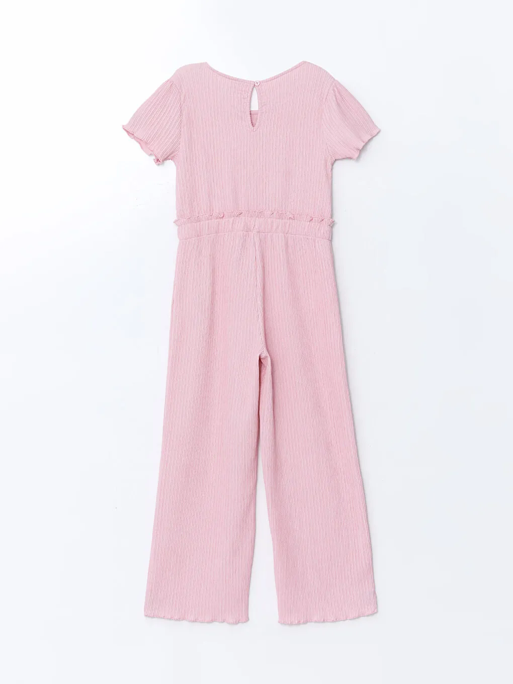LCW Kids Pink Crew Neck Girl Jumpsuit