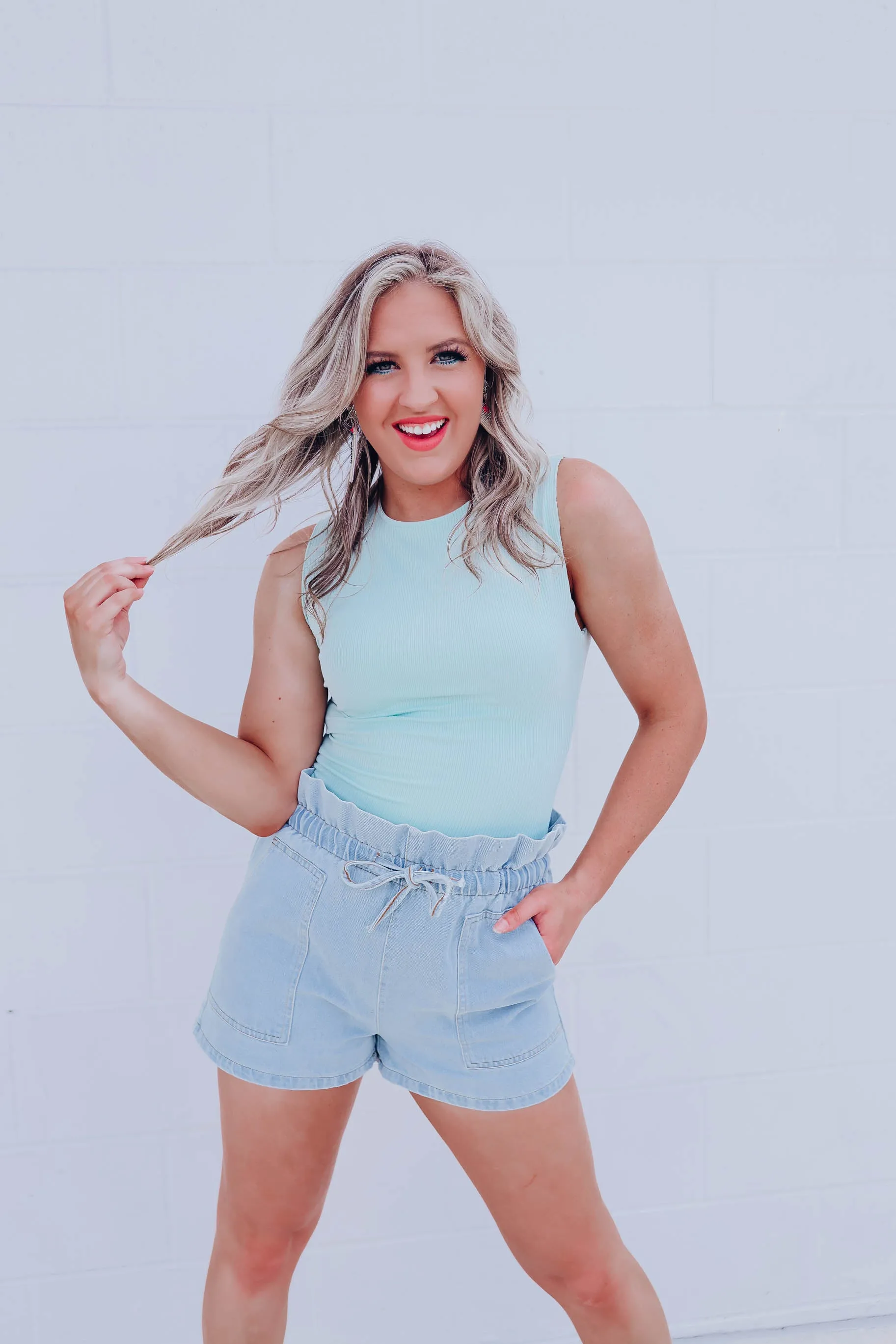 Leila Lettuce Trim Ribbed Bodysuit - Mint