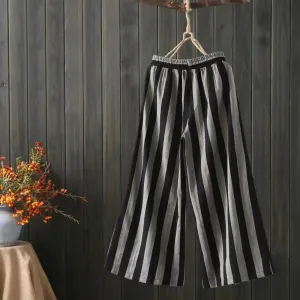 Lena | Striped Wide Trousers | Casual Comfort | Cotton Blend