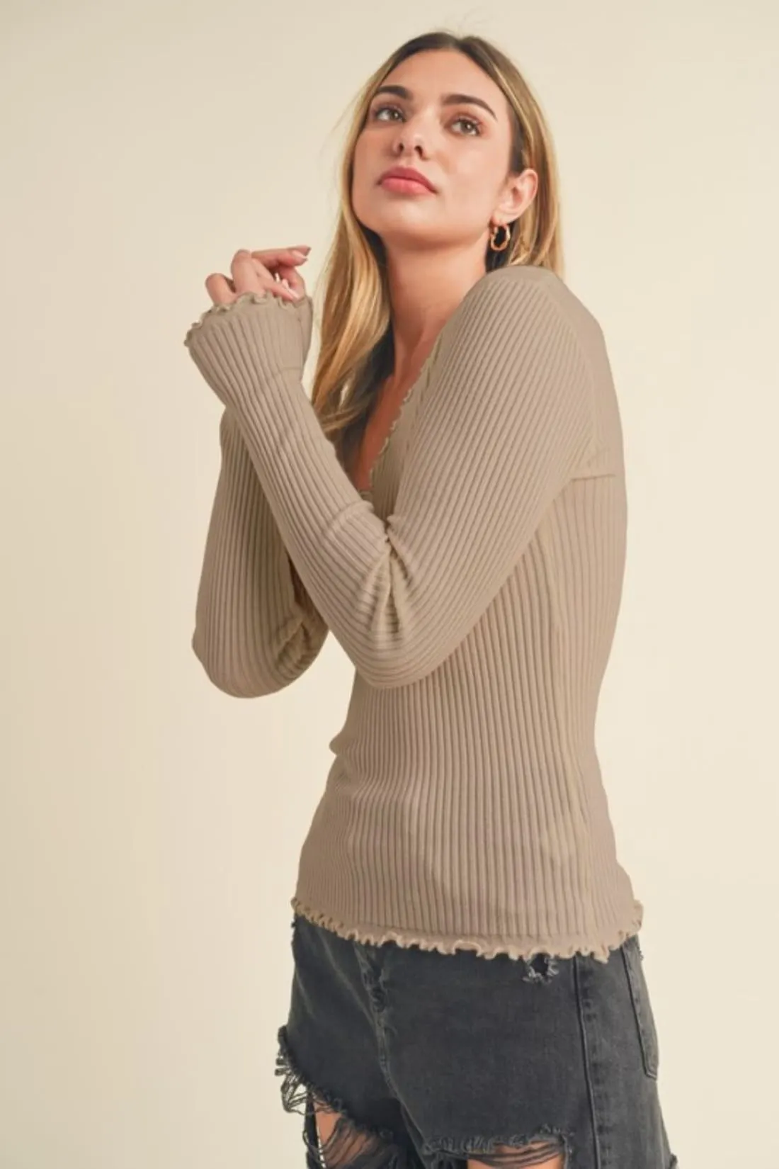 Lettuce Hem Knit Top
