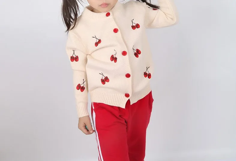 Little Girls Cherry Pattern Cardigan