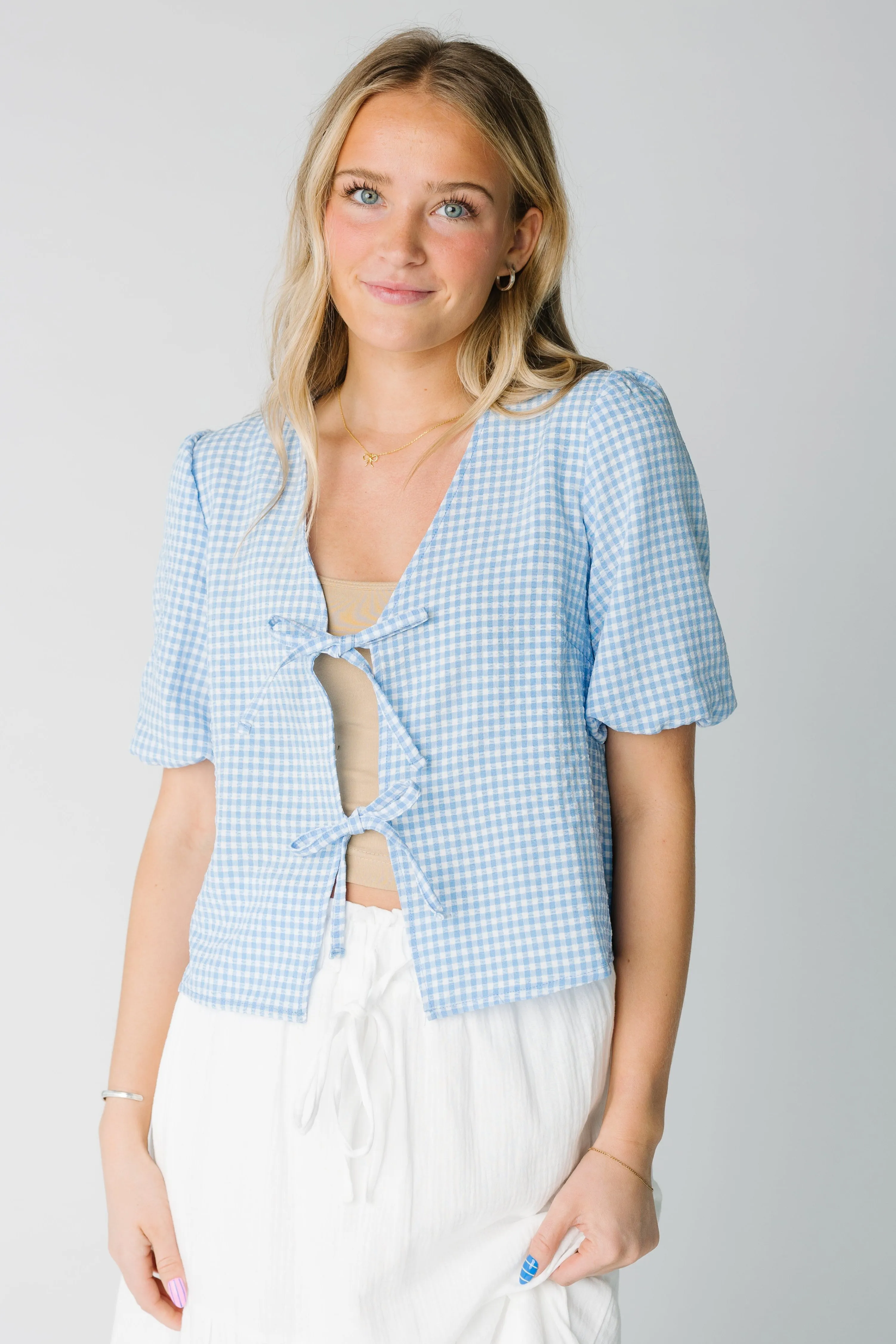 Lizzy Checkered Tie Top