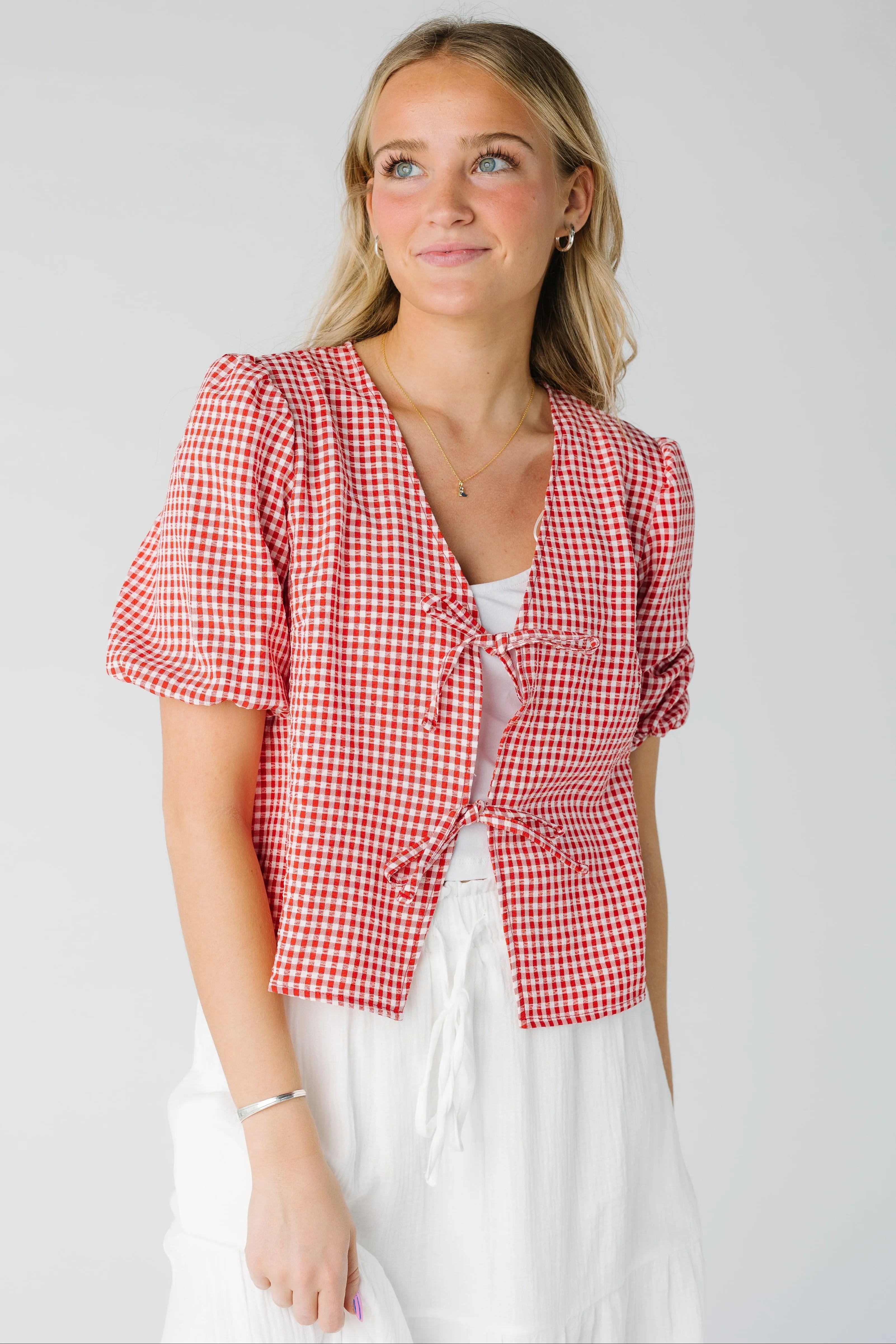 Lizzy Checkered Tie Top