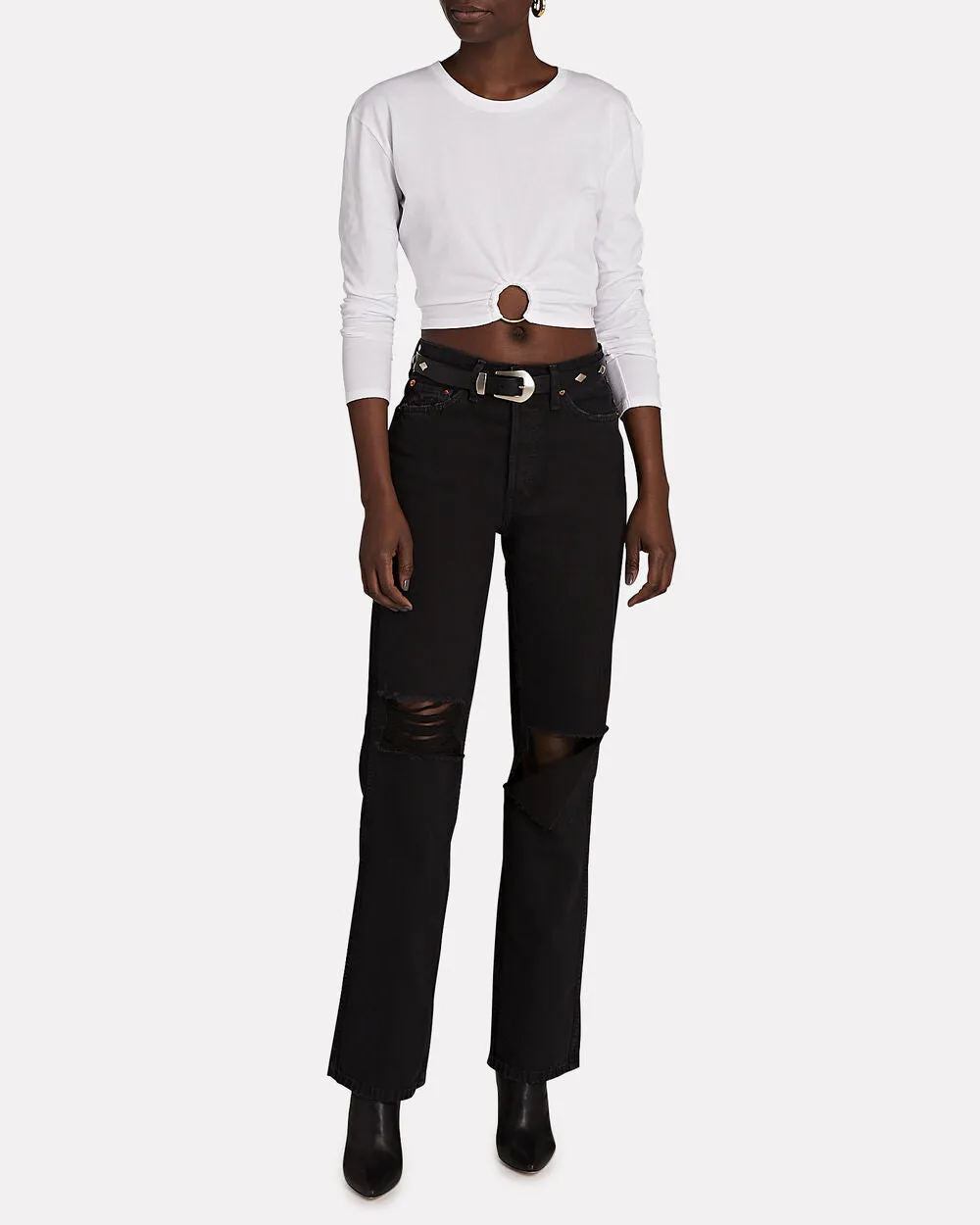 Luna Ring-Detail Cropped Cotton Top