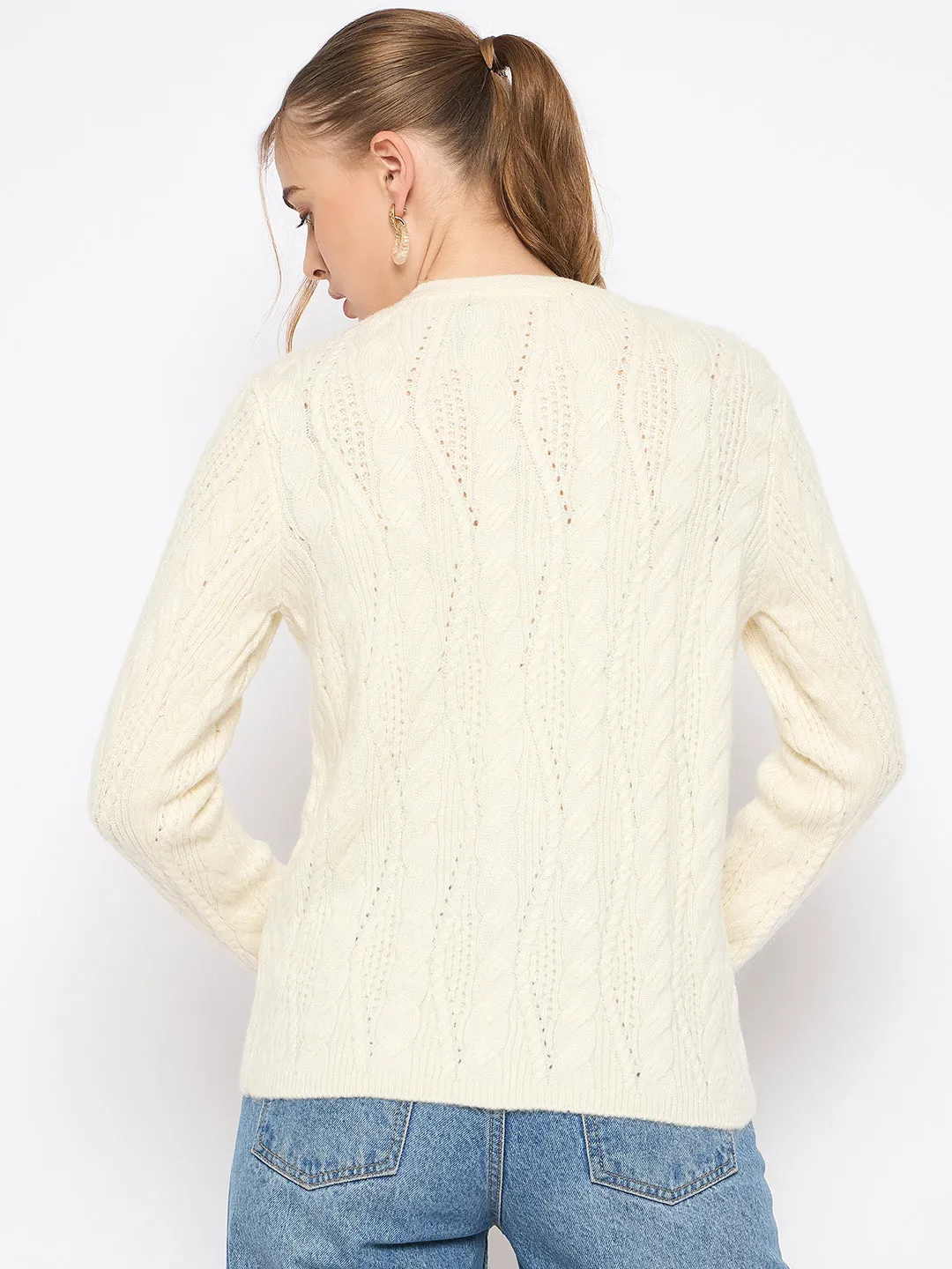 Madame Round Neck Off White Cardigan