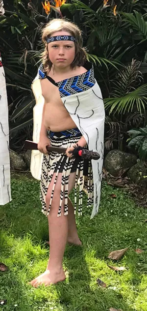 Maori Girls or Boys Korowai with Blue Trim