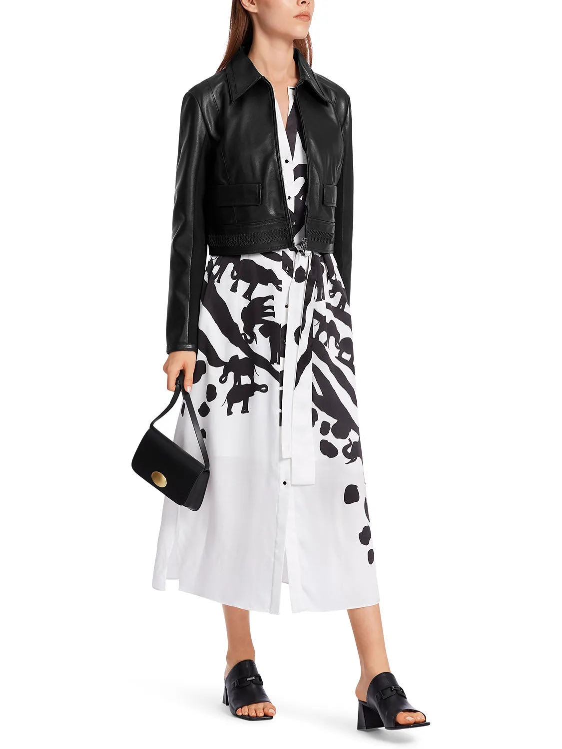 Marc Cain Soft leather jacket with jersey insert WC 31.03 L01