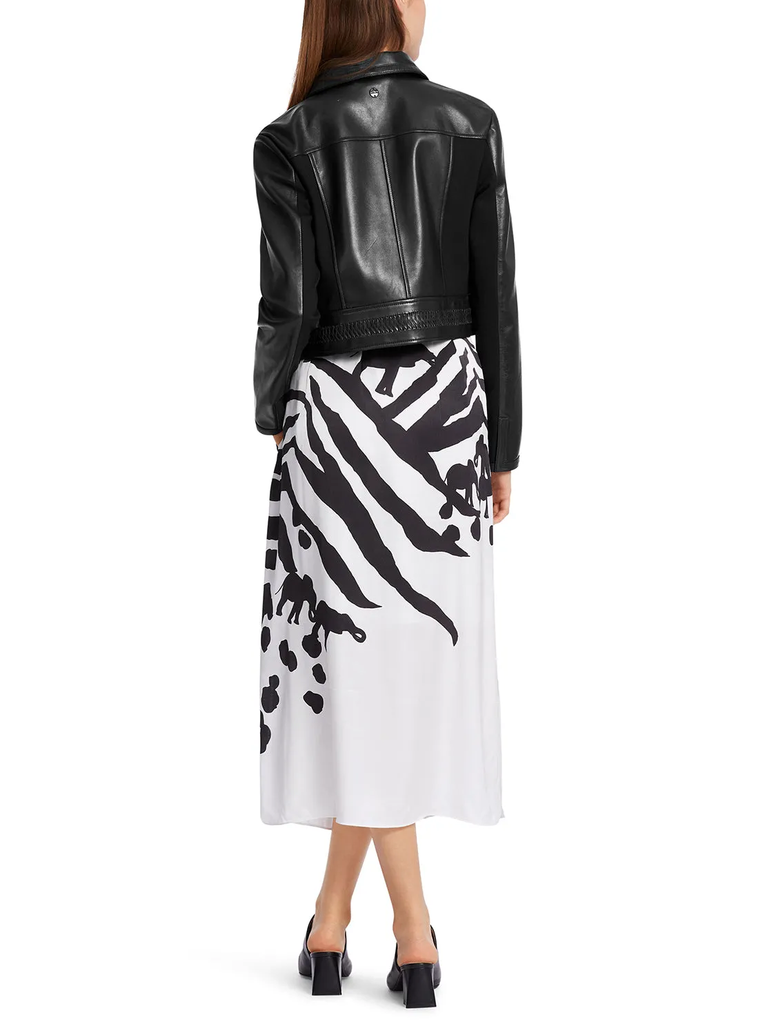 Marc Cain Soft leather jacket with jersey insert WC 31.03 L01