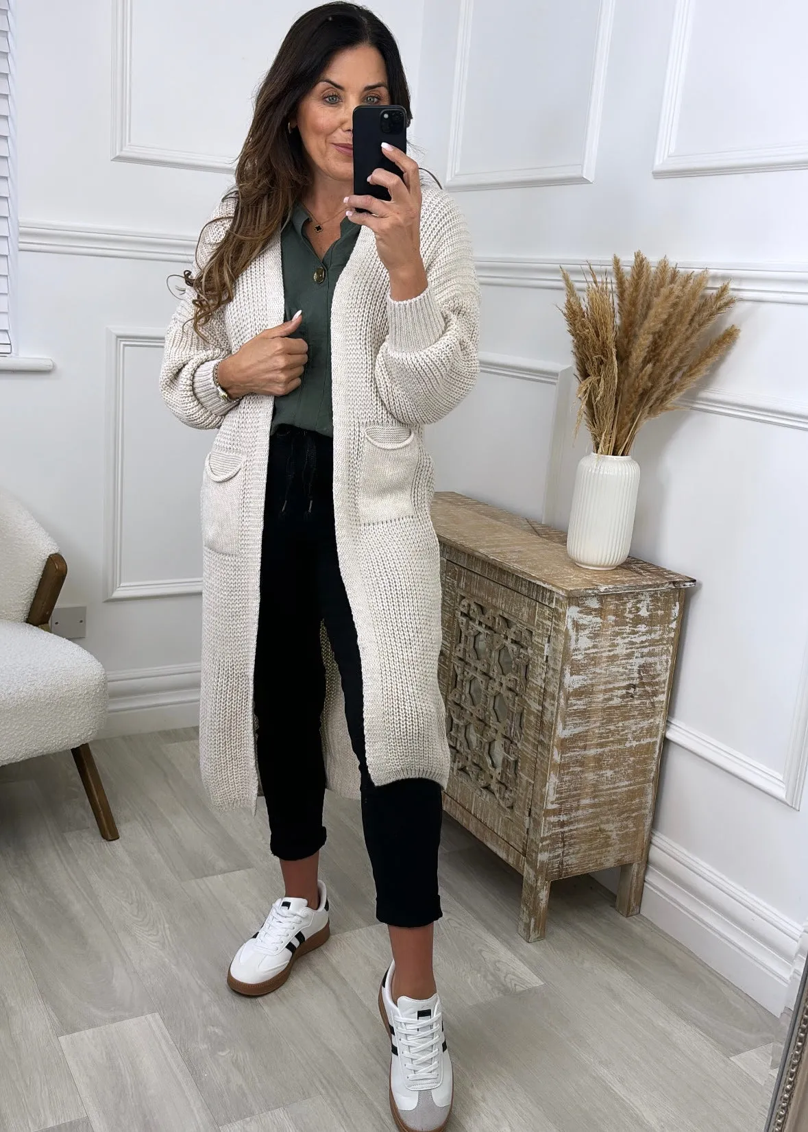 Margaret Beige Longline Cardigan