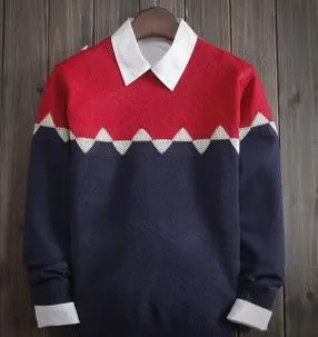 Men's Geometry Color Matching Sweater