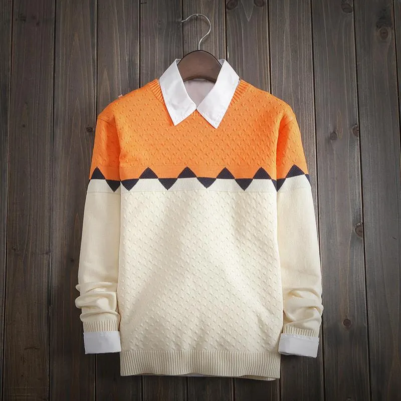 Men's Geometry Color Matching Sweater