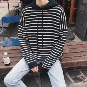 Men's Hooded Loose Long Sleeve Sweater