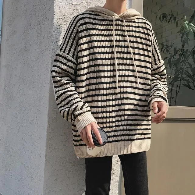Men's Hooded Loose Long Sleeve Sweater