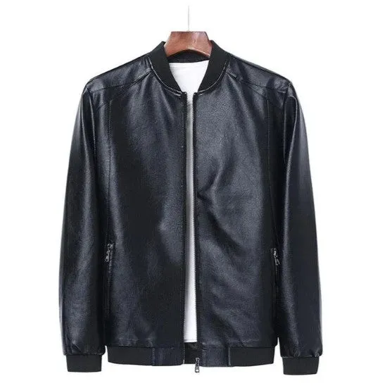 Men's Straight-Cut Opaque Leather Jacket