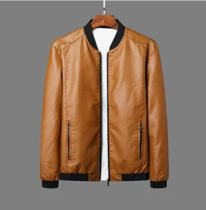 Men's Straight-Cut Opaque Leather Jacket