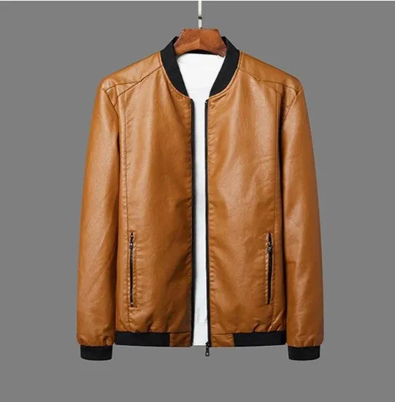 Men's Straight-Cut Opaque Leather Jacket