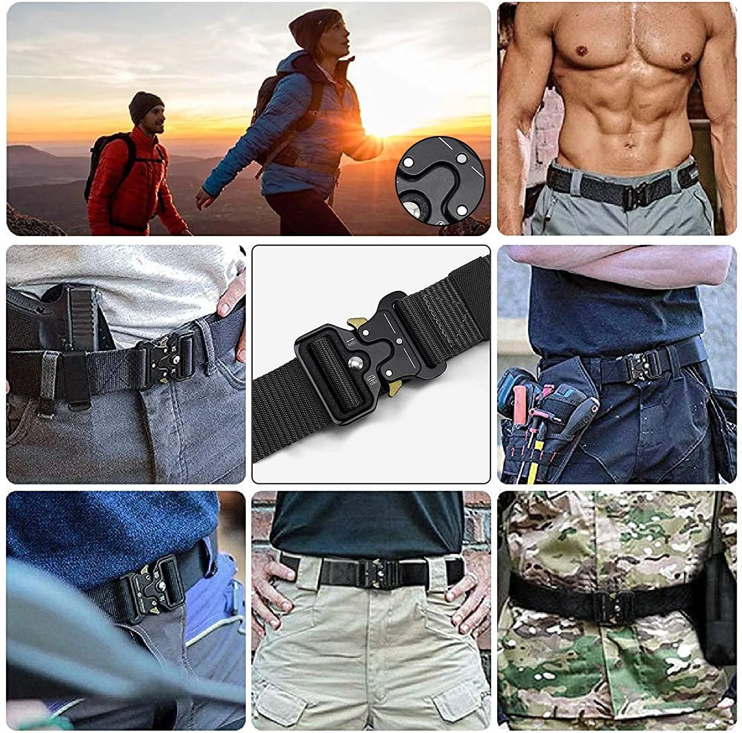 Men's Tactical Nylon Belt Heavy Duty Military Belts for Men Utility Work Belt with Molle Pouch