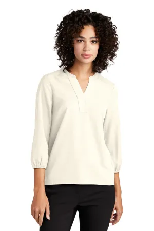 Mercer Mettle Women's Stretch Crepe 3/4-Sleeve Blouse MM2011 Ivory Chiffon