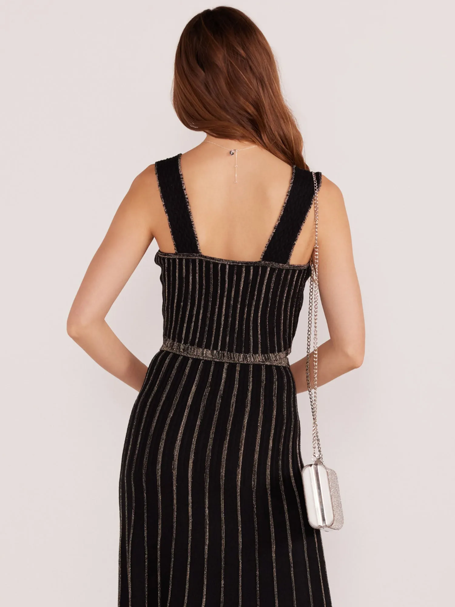 Mink Pink- Lurex Stripe Rib Knit Celia Crop Top