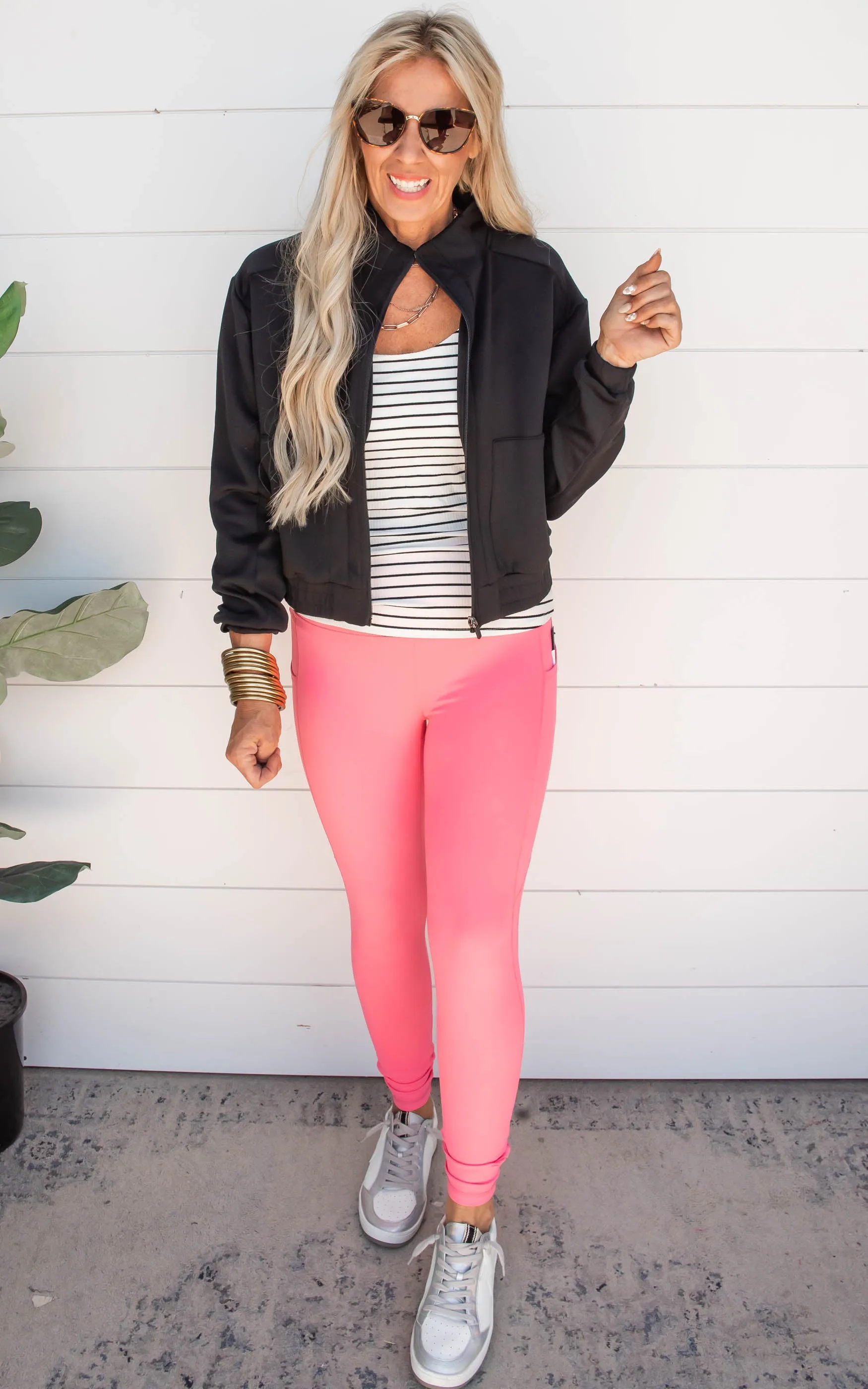Mock Neck Zip Up Active Jacket - Mono B