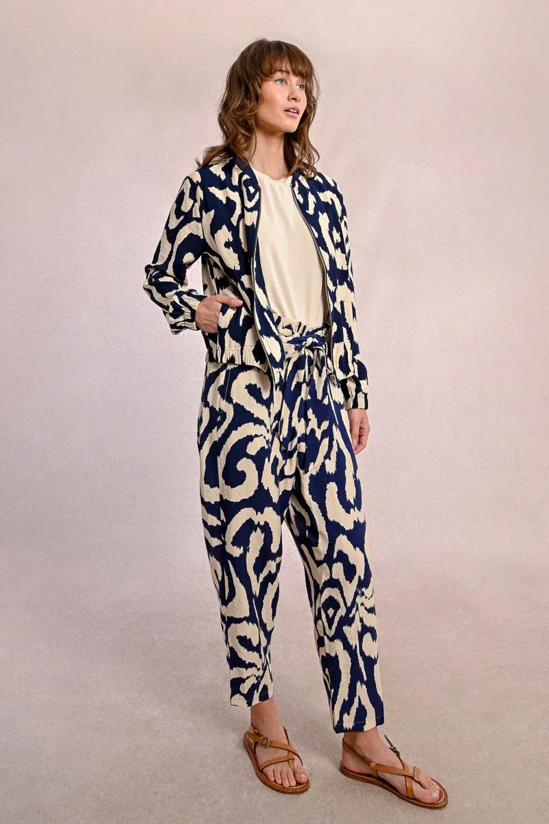 Molly Bracken Navy Print Bomber Jacket