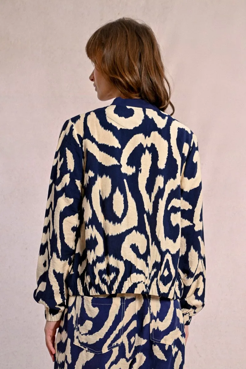Molly Bracken Navy Print Bomber Jacket