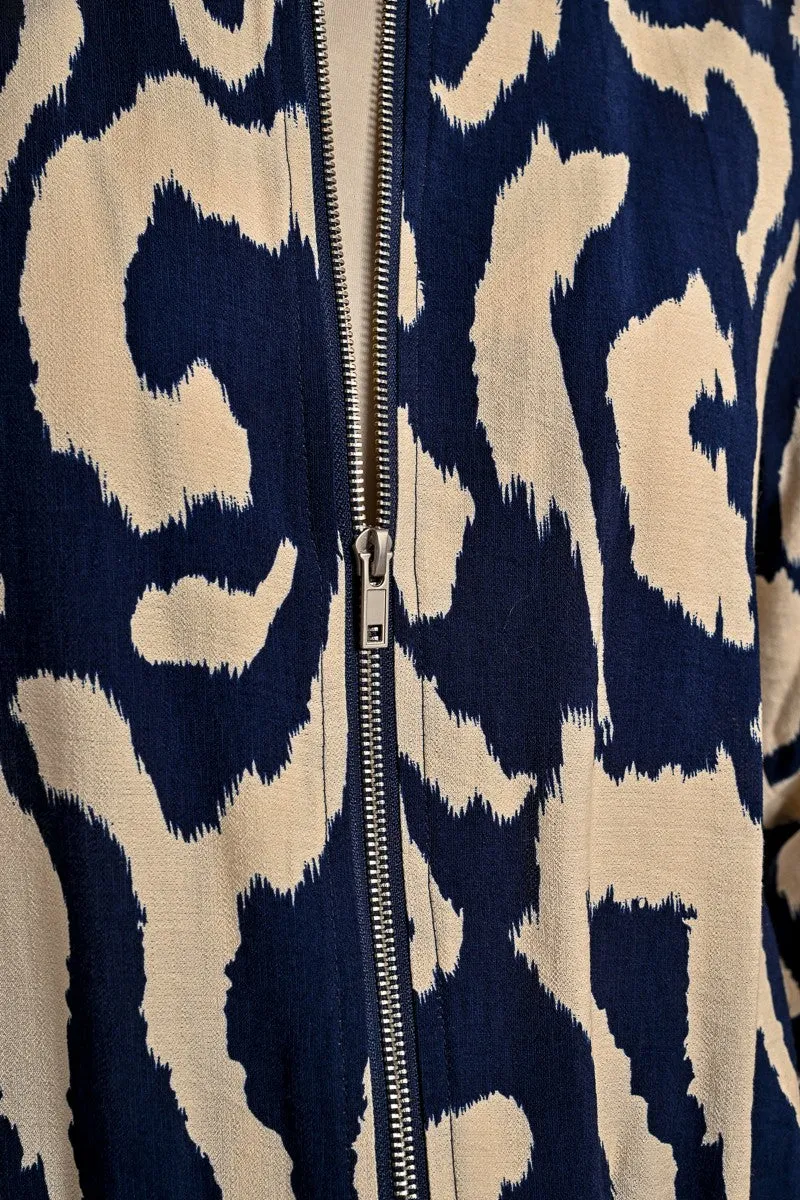 Molly Bracken Navy Print Bomber Jacket