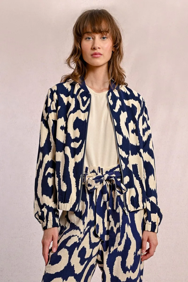 Molly Bracken Navy Print Bomber Jacket