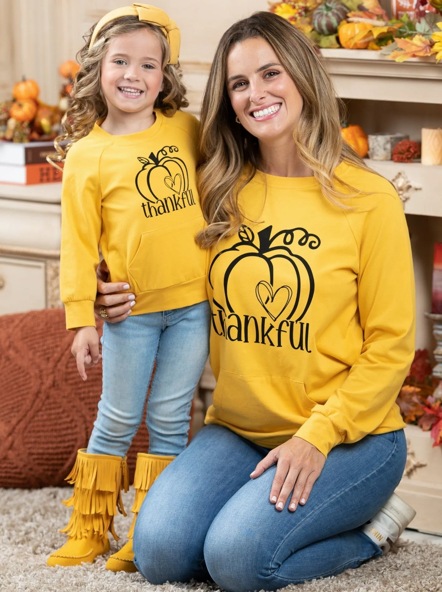 Mommy and Me Thankful Pouch Top