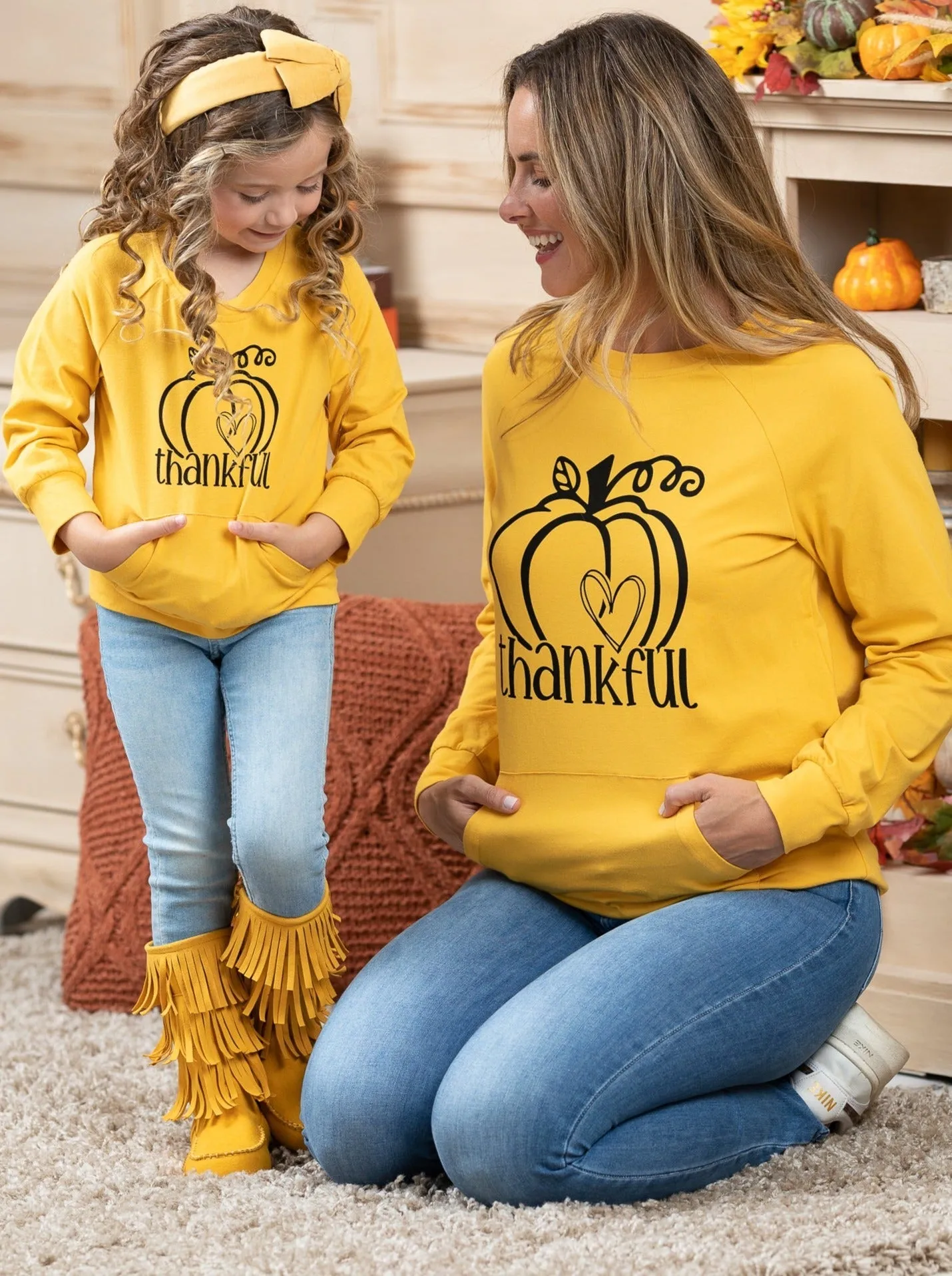 Mommy and Me Thankful Pouch Top