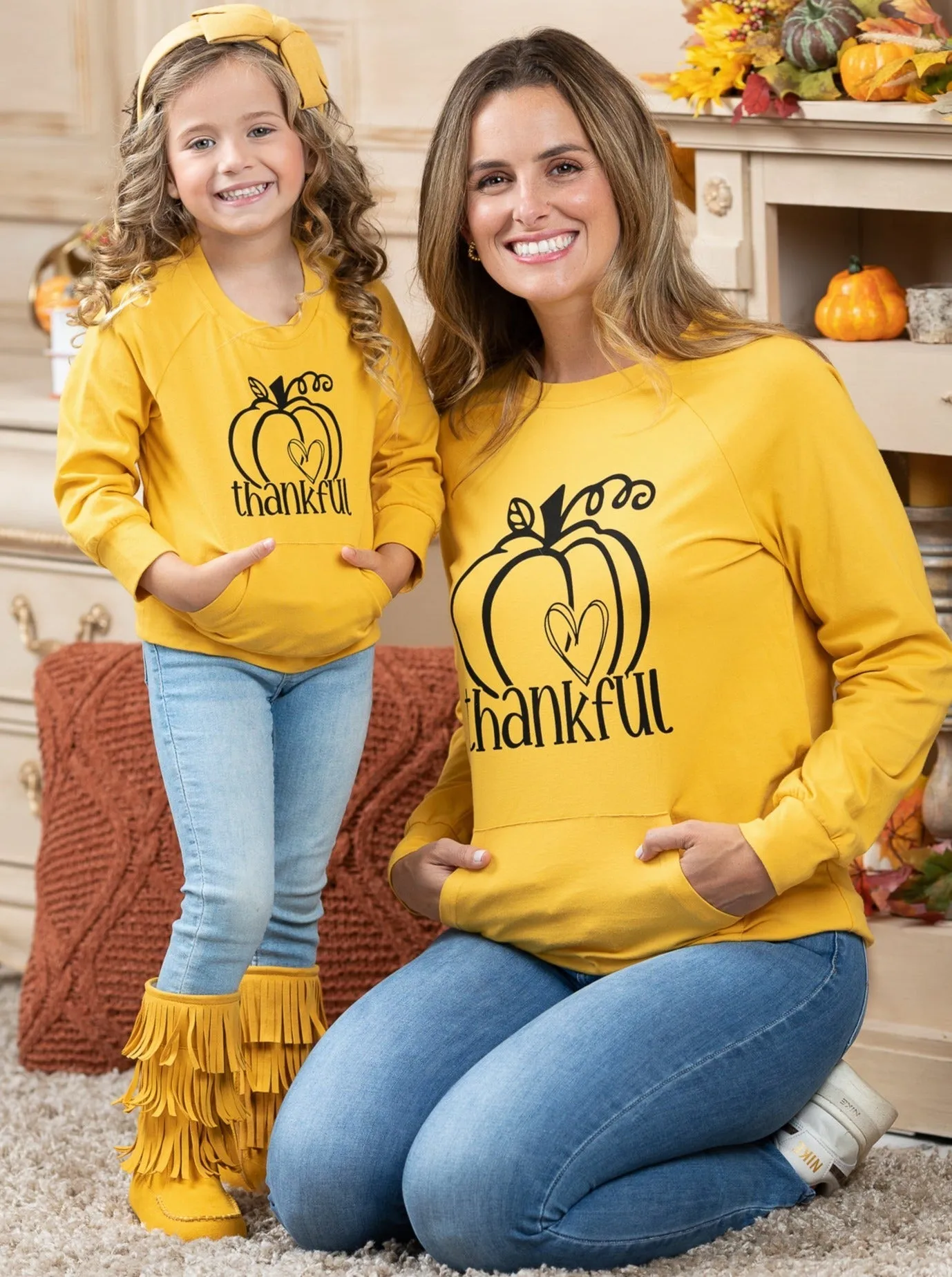 Mommy and Me Thankful Pouch Top