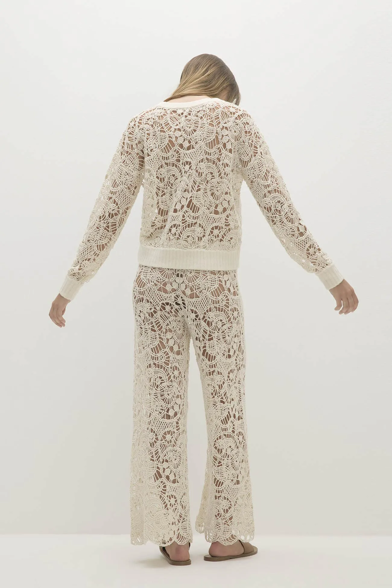 MONICA CROCHET CASHMERE BLEND CREWNECK