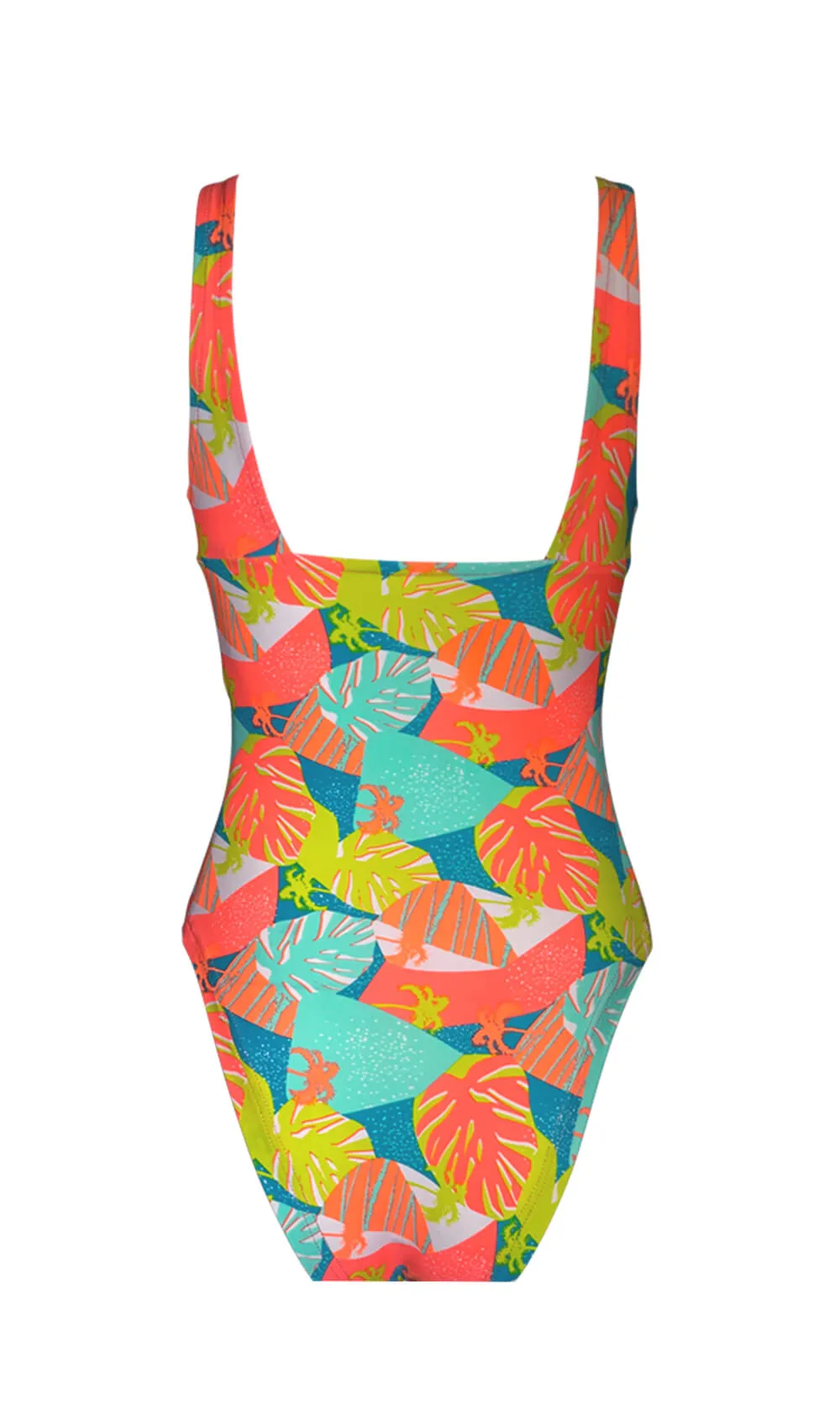 Multi-Colored Leaf Print Sleeveless Bodysuit