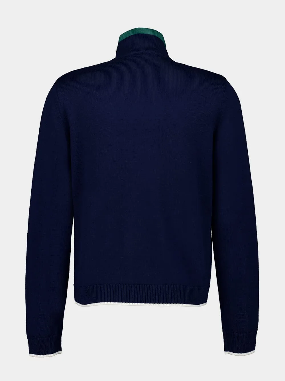 Navy Knit Tennis Track Top