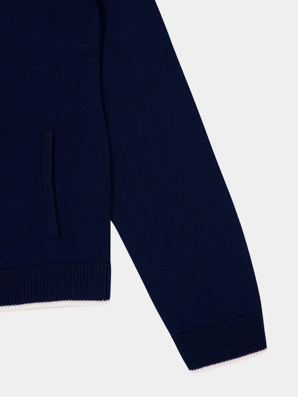 Navy Knit Tennis Track Top