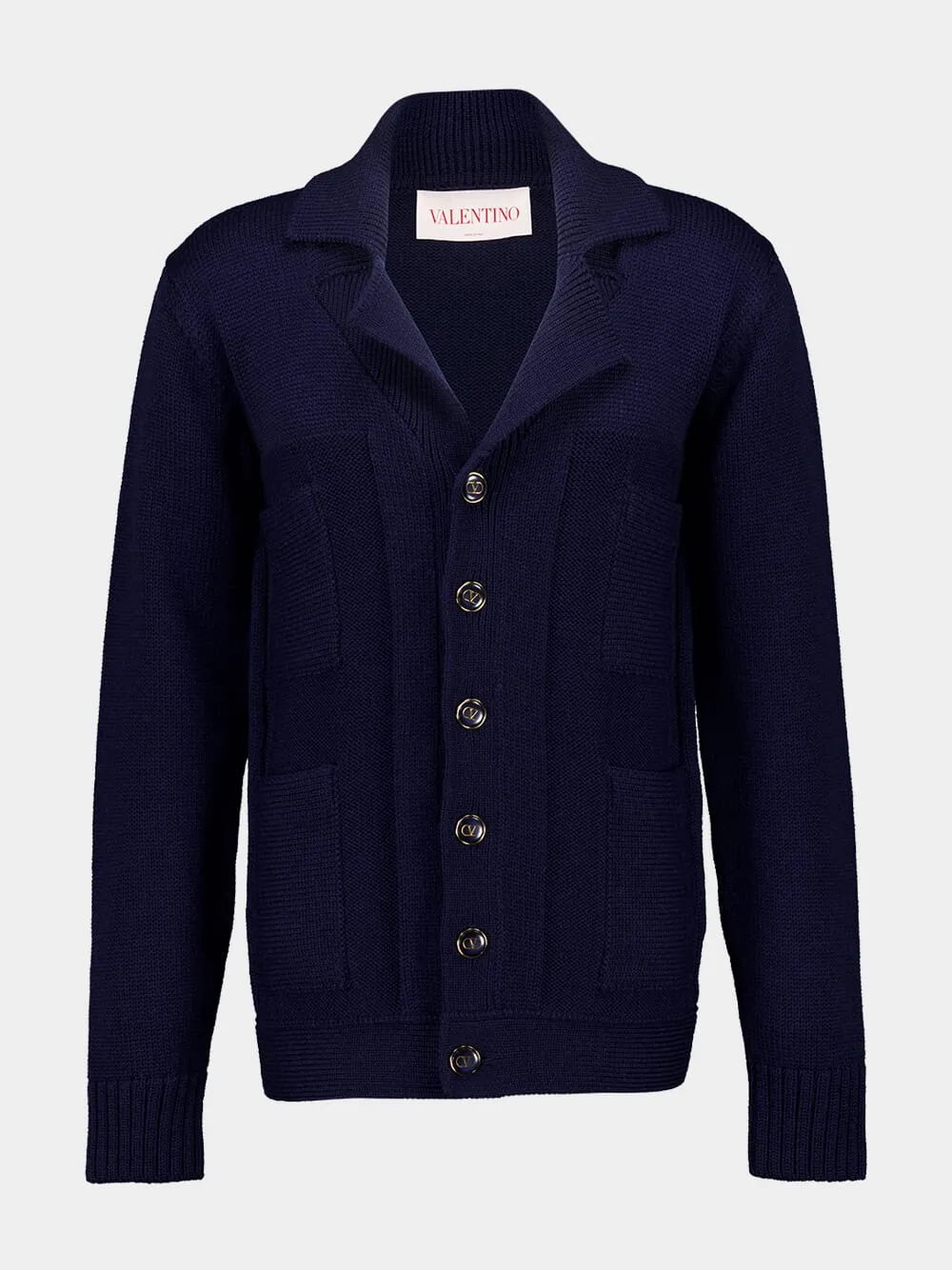 Navy Loose-Fit Wool and Cotton Cardigan