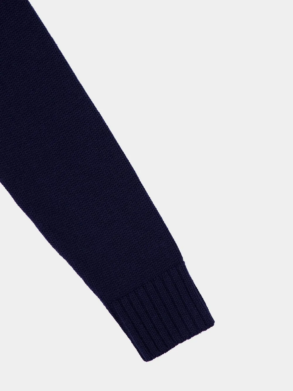 Navy Loose-Fit Wool and Cotton Cardigan