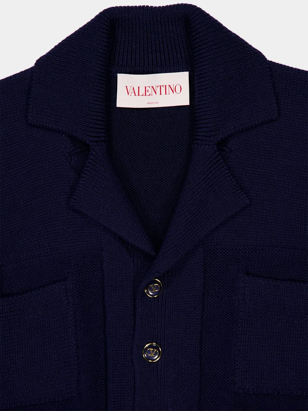Navy Loose-Fit Wool and Cotton Cardigan