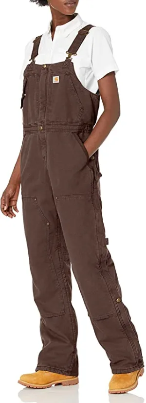 New Carhartt women's Weathered Duck Wildwood Bib Overalls in Brown Sz XS (0-2) Regular, Retails $150 