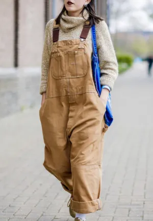 NEW Duck Bib Women's Overalls Canvas Workwear Dungarees, Camel, Sz M, Retails $80