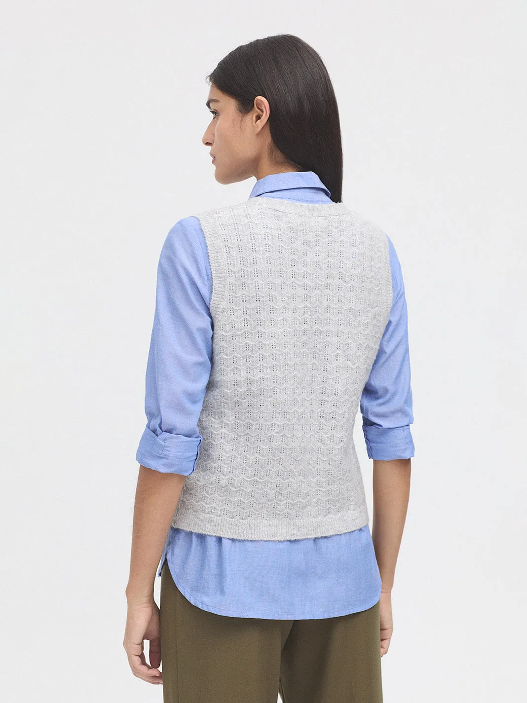 Nice Things Cashmere Blend Vest - Melange Grey