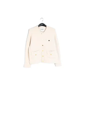 Off-white knitted short jacket with lurex details