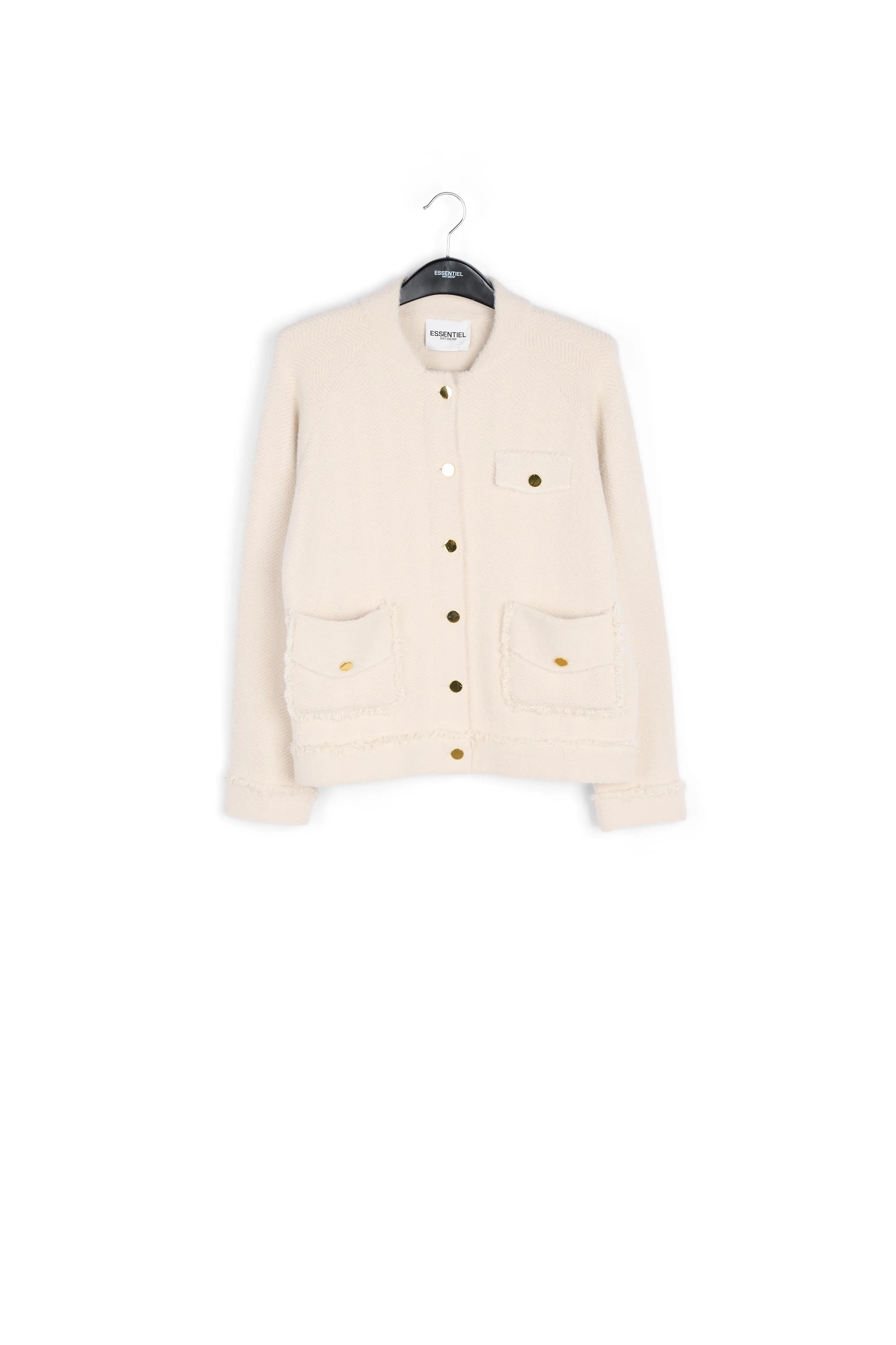 Off-white knitted short jacket with lurex details