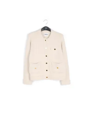 Off-white knitted short jacket with lurex details