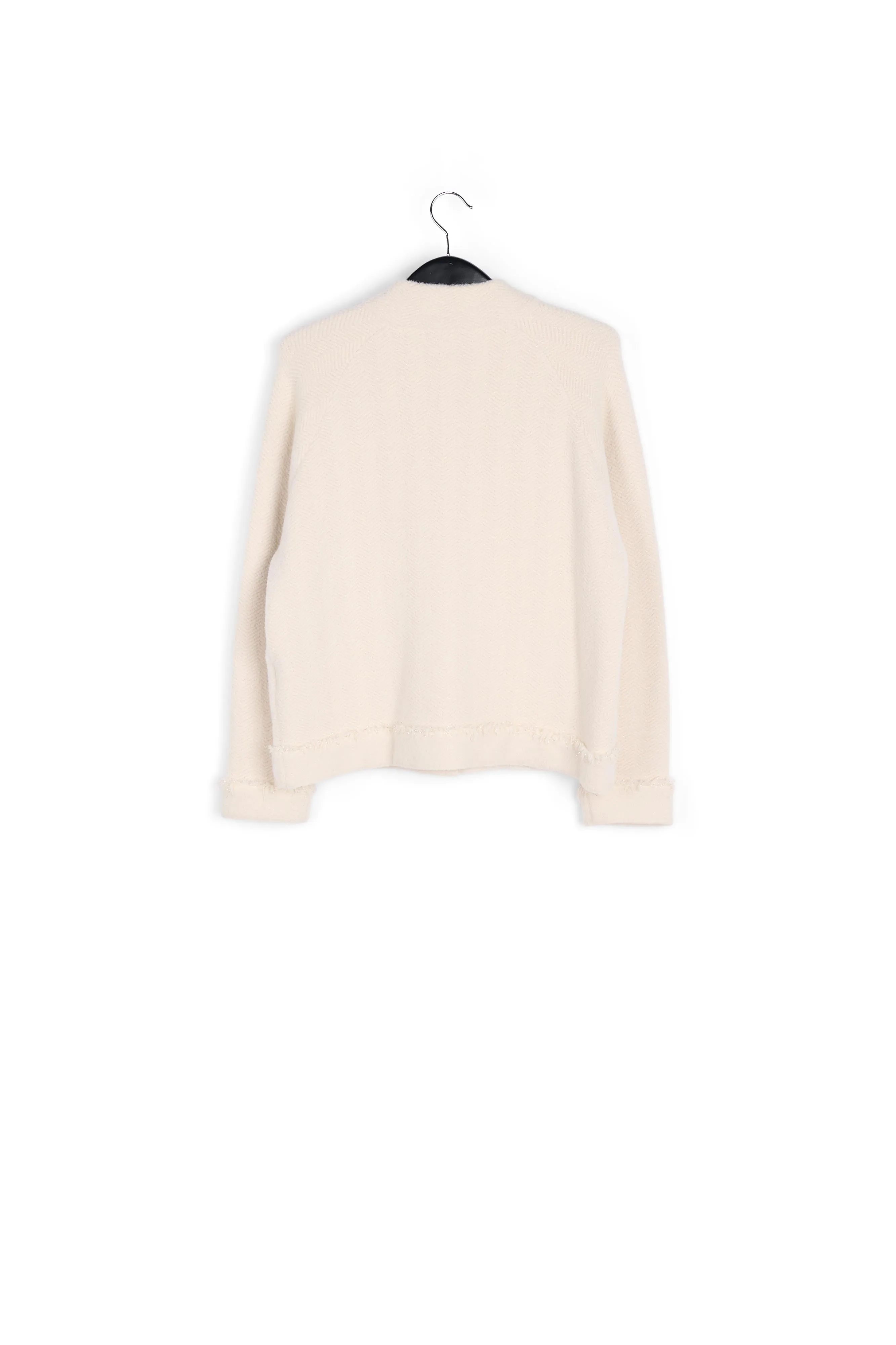 Off-white knitted short jacket with lurex details