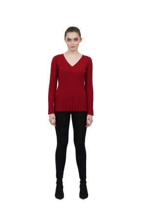 Opal Rib Knit V-Neck Top