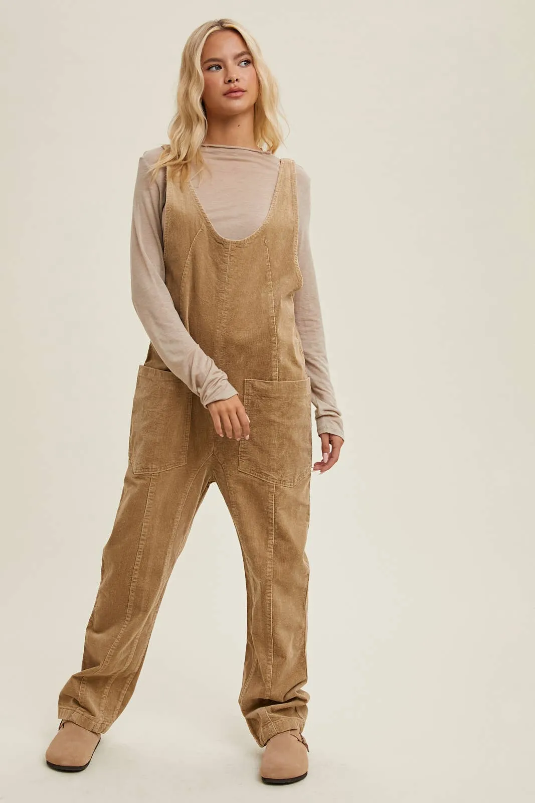 OPEN BACK CORDUROY JUMPSUIT